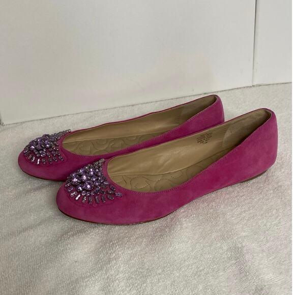 JOAN & David Purple Pink Bead Embellished Suede Ballet Flats - Size 7 1/2 - Picture 6 of 11
